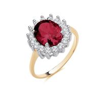 Ruby Cluster Ring, Gold, Cocktail Style, Engagement, 18ct Gold, Sterling Silver 925, Sizes J-V, Oval Ruby (M)
