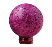 Ruby Crystal Sphere, Red Ball Ornaments,Feng Shui Supplies,Divination with Wood Stand Witchcraft Home Decorative,50~55mm