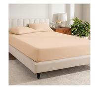 Ruby Deals 100% Egyptian Cotton Double Fitted Sheet 30cm Deep Pocket, Beige