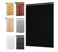Ruby Deals Custom Made to Measure PVC Venetian Blinds Window 25mm Thin Slats Easy Fit Window Treatment Shutters Child Safe Home Office (Black blinds W150 x 213Hcm)