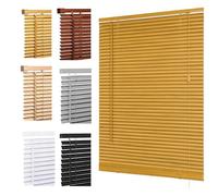 Ruby Deals Custom Made to Measure PVC Venetian Blinds Window 25mm Thin Slats Easy Fit Window Treatment Shutters Child Safe Home Office (Teak Wood Grain Effect W135 x 213H cm)