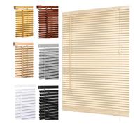 Ruby Deals Custom Made to Measure PVC Venetian Blinds Window 25mm Thin Slats With Metal Headrail and Fittings Easy Fit Window Child Safe Home Office (Ntaural Wood Grain Effect W210 x 150H cm)