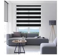 Ruby Deals Day & Night Roller-Blind Dual Layer Fabric Curtains Shades Light Filtering Easy Fit Home Office Zebra Window Bedroom Privacy Blinds Drilling No Drilling Black W94cm x H165cm