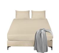 Ruby Deals Egyptian Cotton Fitted Sheet Double Bed 30cm Deep Pocket Bed Sheet Cream Fitted Sheets 300 TC