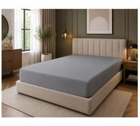 Ruby Deals Egyptian Cotton Single Fitted Sheet 30cm Deep Pocket, Grey | 300 Thread Count, 30cm Deep Pocket Bedsheet, Soft Breathable Easy-Care Bottom Sheet