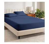 Ruby Deals Egyptian Cotton Super King Fitted Sheet 30cm Deep Pocket Bed sheets Navy Fitted Sheets 300 TC