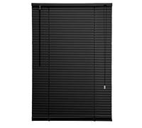Ruby Deals PVC Venetian Blind Blinds Window 25mm Thin Slats Trimmable Window Blinds Treatments Easy Fit Curtains with Metal Headrail & Fittings Home Office(Black 195W x 213H cm)