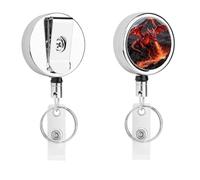 Ruby Dragon Volcano Retractable Work Badge Holder Keychain Badge Reel 24.4" Cord & 360° Swivel Alligator Clip Heavy Duty Id Name Tag Holder for Nurses Doctors Teachers Office Workers