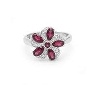 Ruby Flower Gemstone Ring July Birthstone Vintage Style Ruby Jewelry 925 Sterling Silver, Gift for Mom Valentine's Day SZ- J 1/2, 49 (15.6)