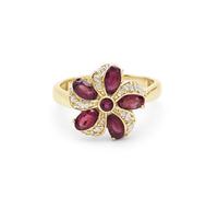 Ruby Flower Gemstone Ring July Birthstone Vintage Style Ruby Jewelry 925 Sterling Silver, Gift for Mom Valentine's Day SZ- N 1/2, 54 (17.20)