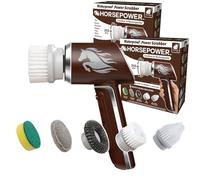 RUBY HORSEPOWER Horsepower Scrubber AS-SEEN-ON-TV Waterproof Rechargeable Handheld 350 RPM Includes 5 Brush Heads, Blast Away Dirt & Grime, Tile Grout, Bathrooms, Kitchen, Auto Rims, Outdoor Furniture, 2 Pack