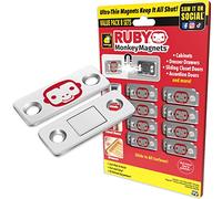 RUBY Monkey Magnets AS-SEEN-ON-TV, Ultra-Thin Magnetic Plates Keep It All Shut, Fast and Easy Installation, Just Peel & Stick, Slim Design Fits Virtually Anywhere, Cabinets, Drawers & More, 8 Sets