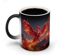 Ruby Phoenix Flame Color Changing Mugs Heat Sensitive Coffee Mug Novelty Ceramic Cup with Handle Magic Cups Temperature Changing Coffee Tumblers for Women Men Funny Gifts 11 Oz