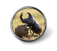 Ruby Phoenix Flame Enamel Lapel Pins - Round Cute Badge Brooches, Unisex Metal Pin for Clothing, Hats, Bags & Backpacks, Dung Beetle Rolling Ball, Circular