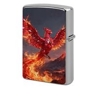 Ruby Phoenix Flame Lighter Case Classic Pocket Lighter Cover Windproof Flip-Top Metal Lighters Sleeve Double-Sided Lighters Covers for Men Women