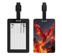 Ruby Phoenix Flame Luggage Tag Suitcase Marker Travel Baggage Identifier with Boarding Card Holder Sturdy TPU Travel Label for Suitcases and Work Bags