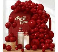 Ruby Red Balloons, 102pcs Ruby Red Balloon Arch Kit, Bright Red Latex Balloons, 18 12 10 5 Inch Different Sizes Balloon Garland, Perfect for Wedding, Birthday, Christmas & Valentine's Day Decorations