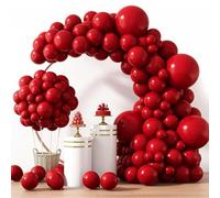Ruby Red Balloons Arch Kit 129pcs Different Sizes 18 12 10 5 inch Cherry Red Balloon Arch Kit for Valentine's Day Wedding Bridal Shower Birthday Graduation Anniversary Celebration Party Decorations