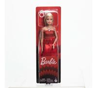 Barbie Mattel 80th Anniversary Ruby-Red Celebration Blonde Fashion Doll Wearing Red Dress with Silvery Shoes & Necklace, Collectible Toy, JGD25
