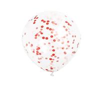 Ruby Red Confetti Clear Latex Balloons (30cm) Pack of 6 - Transparent Premium Latex, Perfect for Parties & Celebrations