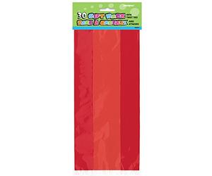 Ruby Red Large Cellophane Bags (27cm x 12cm) 30 Count - Vibrant and Durable Packaging for Gifts and Treats