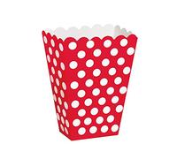 Ruby Red Polka Dot Paper Treat Boxes (20cm x 15cm) Pack of 8 - Stylish Party Favor Packaging for Celebrations & Events