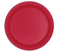 Ruby Red Solid Round Paper Dessert Plates (17cm) 8 Count - Vibrant Paper Plates for Parties and Events, Perfect for Appetizers, Snacks, and Desserts