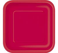 Ruby Red Square Paper Dessert Plates (17cm) 16 Count - Elegant & Sturdy Party Tableware for Appetizers, Cakes and More
