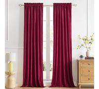 Ruby Red Velvet Curtains 90 inches for Living Room Luxury Room Darkening Noice Reducing Curtain Elegant Bedroom Thermal Insulated Crimson Modern Heavy Soundproof Rod Pocket Window Drapes 2 Panels