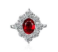 Ruby Ring Imitation Moissanite Diamond Ring Women's Fancy Coloured Wedding Band Bracelet,Red Diamond,Adjustable Opening
