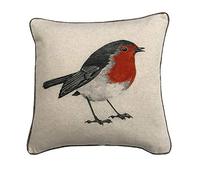 Ruby Robin Cushion Cover | Country Collection Voyage Style | Linen Wool Piped