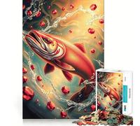 Ruby Salmon Stonimal 1000 Piece Jigsaws for Teenagers Puzzle Smart Game Group Play Image Assembly Wall Art Decor (50x75cm)