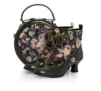 Ruby Shoo Beth Mid Heel Lace-Up Victorian Boot & Matching Alberta Bag Olive 9