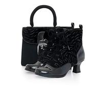 Ruby Shoo Beth Mid Heel Lace-Up Victorian Boot & Matching Riva Bag Jet Black 4