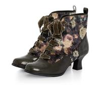 Ruby Shoo Beth Mid Heel Lace-Up Victorian Boot Olive 7