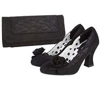Ruby Shoo Chrissie Noir Mid Heel Lace Court Shoe & Matching Tirana Bag UK 3
