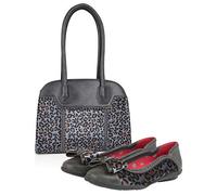 Ruby Shoo Grey Leopard Amber Ballerina Pumps & Matching Monza Bag UK 9