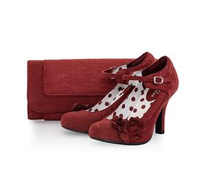 Ruby Shoo Melinda High Heels & Matching Tirana Bag Crimson UK 8