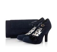 Ruby Shoo Melinda High Heels & Matching Tirana Bag Fuchsia Navy Blue UK 5