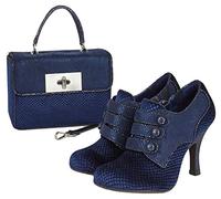 Ruby Shoo Octavia Velvet High Heel Bootie & Matching Perugia Bag Sapphire Blue 9