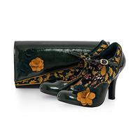 Ruby Shoo Quinn Mary Jane High Heel Patent Shoes Forest Green & Matching Perth Bag UK 5