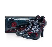 Ruby Shoo Quinn Mary Jane High Heel Patent Shoes Midnight Blue & Matching Perth Bag UK 6