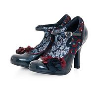 Ruby Shoo Quinn Mary Jane High Heel Patent Shoes Midnight Blue UK 8
