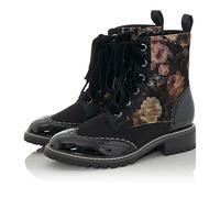 Ruby Shoo Sante Chunky Flexible Lace Up Boot Black Floral Velvet UK 5