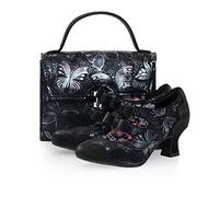 Ruby Shoo Sophia Onyx Mid Heel Bow Shoes & Matching Malibu BagUk 3