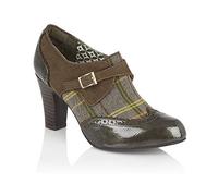 Ruby Shoo Tamsin Sturdy but Elegant Buckled Bootie Olive Tweed 5