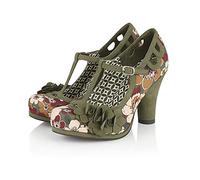 Ruby Shoo Valerie Platform Court Shoe with Buckle in Olive Green UK Size 3