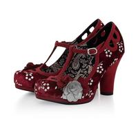 Ruby Shoo Valerie Platform Mary Jane High Heels in Crimson Velvet Crimson UK7