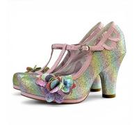 Ruby Shoo Wide Fit Valerie Pastel Glitter T-Bar Platform Shoe UK 8