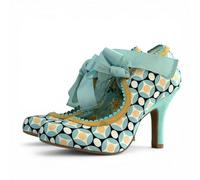 Ruby Shoo Wide Fit Willow Aqua Geometric High Heel Ribbon Bootie UK 3